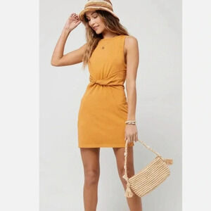 NWT l*space Mustard Yellow Knot-Front Mini Dress